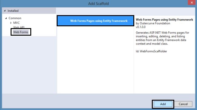 Web Forms Scaffolding using EF